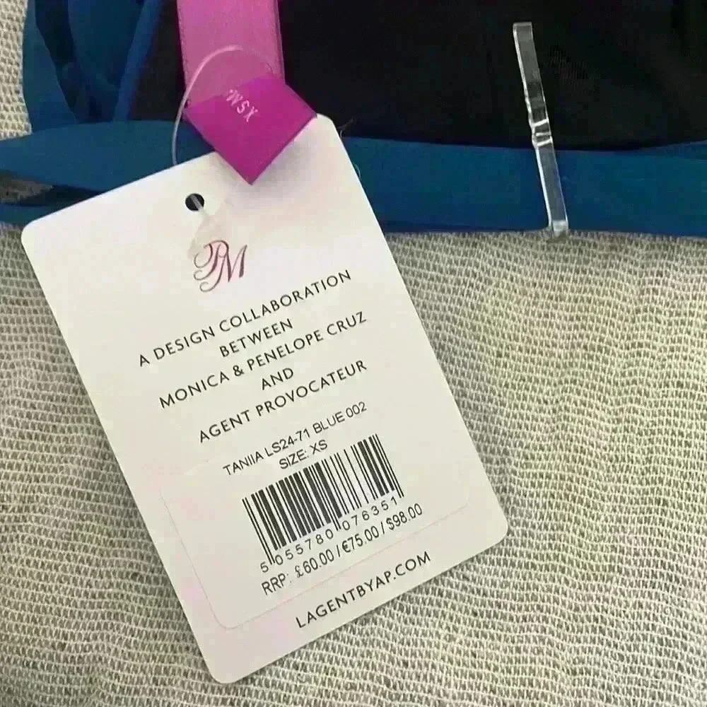 NWT- L'AGENT by Agent Provocateur Taniia Halter Swimsuit Top Sz XS -Blue - Picture 9 of 14
